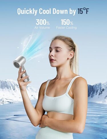 Portable Fan Rechargeable - 15000RPM High Speed Turbo Handheld Fans with Digital Display - 16H Cooling USB Battery Powered Fan - Gifts for Men & Women, Travel Essentials, Camping Gear in Kuwait