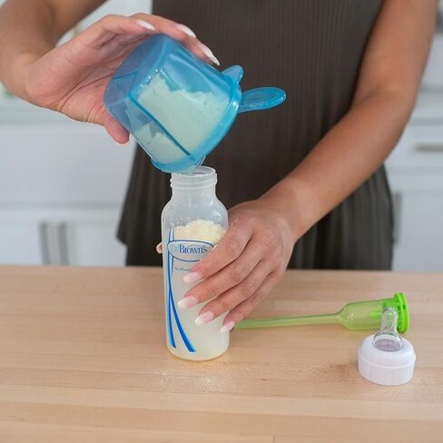 Dr. Brown's Baby Formula Dispenser with Snap-On Lid for On-the-Go Feedings,Milk Powder Dispenser for Traveling with Infant,Blue (Pack of 2) in Kuwait