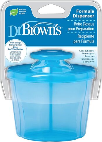 Dr. Brown's Baby Formula Dispenser with Snap-On Lid for On-the-Go Feedings,Milk Powder Dispenser for Traveling with Infant,Blue (Pack of 2) in Kuwait