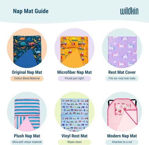 Wildkin Kids Original Nap Mat - حصيرة نوم دافئة للأطفال مع وسادة ، مثالية للمدرسة والسفر in Kuwait