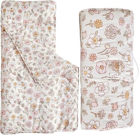Toddler Nap Mat with Removable Pillow,Ultra Soft Slumber Bags for Girls,Kids Sleeping Bags with Rollup Design, Perfect for Preschool,Daycare, Kindergarten,-Floral in Kuwait