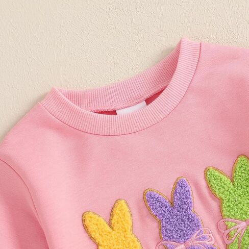 Fiomva Toddler Baby Girl Easter Watter 6 9 12 18 24 Honths 2T 3T 4T Sweatshirt Top+Flare Pants Bell Bells Easter Complements in Kuwait
