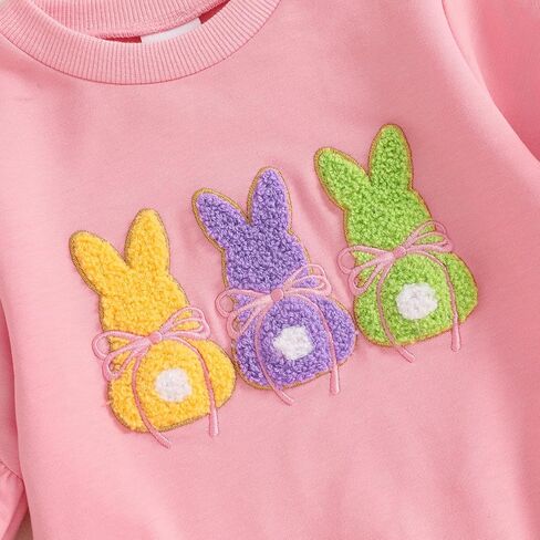 Fiomva Toddler Baby Girl Easter Watter 6 9 12 18 24 Honths 2T 3T 4T Sweatshirt Top+Flare Pants Bell Bells Easter Complements in Kuwait