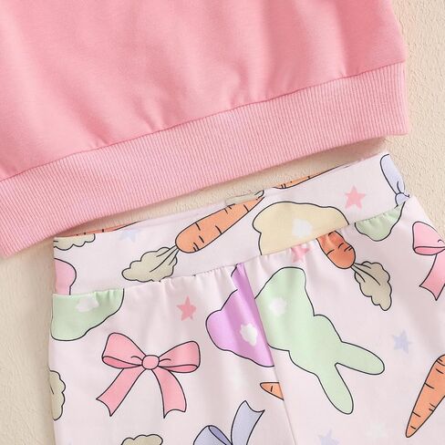 Fiomva Toddler Baby Girl Easter Watter 6 9 12 18 24 Honths 2T 3T 4T Sweatshirt Top+Flare Pants Bell Bells Easter Complements in Kuwait