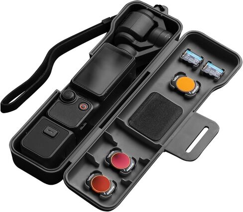 Travel Waterproof Case for Dji Osmo Pocket 3 Creator Combo Accessories, with 3 Magnetic Cpl/Nd Filter Storage Slots and 2 Storage Card Slots, with Wrist Strap (Black) in Saudi Arabia
