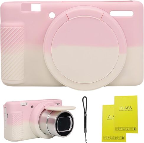Camera Case for Sony ZV-1,ZV1 Camera Soft Case Cover Rubber Camera Sleeve with Removable Lens Cover,Anti-Scratch Slim Fit Soft Sleeve with ZV1 Screen Protector and Strap Wrist. (Pink-White) in Saudi Arabia