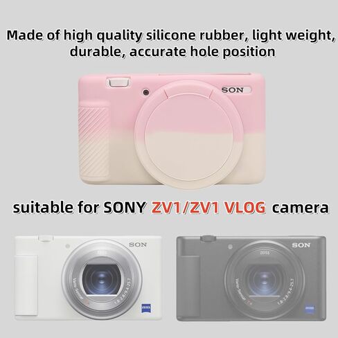 Camera Case for Sony ZV-1,ZV1 Camera Soft Case Cover Rubber Camera Sleeve with Removable Lens Cover,Anti-Scratch Slim Fit Soft Sleeve with ZV1 Screen Protector and Strap Wrist. (Pink-White) in Saudi Arabia