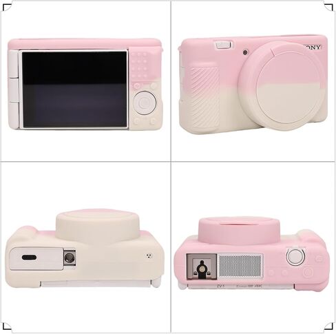 Camera Case for Sony ZV-1,ZV1 Camera Soft Case Cover Rubber Camera Sleeve with Removable Lens Cover,Anti-Scratch Slim Fit Soft Sleeve with ZV1 Screen Protector and Strap Wrist. (Pink-White) in Saudi Arabia