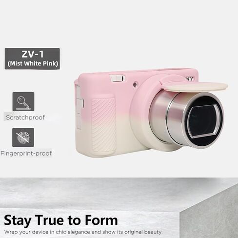 Camera Case for Sony ZV-1,ZV1 Camera Soft Case Cover Rubber Camera Sleeve with Removable Lens Cover,Anti-Scratch Slim Fit Soft Sleeve with ZV1 Screen Protector and Strap Wrist. (Pink-White) in Saudi Arabia