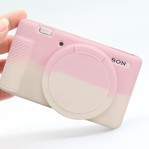 Camera Case for Sony ZV-1,ZV1 Camera Soft Case Cover Rubber Camera Sleeve with Removable Lens Cover,Anti-Scratch Slim Fit Soft Sleeve with ZV1 Screen Protector and Strap Wrist. (Pink-White) in Saudi Arabia