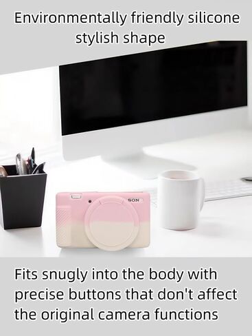 Camera Case for Sony ZV-1,ZV1 Camera Soft Case Cover Rubber Camera Sleeve with Removable Lens Cover,Anti-Scratch Slim Fit Soft Sleeve with ZV1 Screen Protector and Strap Wrist. (Pink-White) in Saudi Arabia