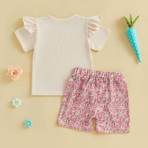Toddler Infant Baby Girl 4th of July Outfit American Flag Short Sleeve Shirt Tops Shorts Fourth Of July Clothes in Saudi Arabia