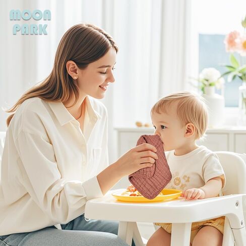 MOON PARK Baby Washcloths, 12 Pack - 12x12 Inches, Small Burp Cloths and Baby Wipes - 100% Cotton Muslin Ultra Soft for Newborn, Infant and Toddlers - Brown, Honey and Bean Paste Series in Saudi Arabia