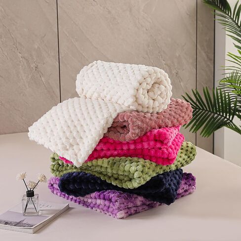 Exclusivo Mezcla Extra Fleece Soft Fleece بطانية ، 50 × 70 بوصة بطانية رمي جاكار أنيقة للأريكة ، خفيفة الوزن مريحة طوال الموسم ، العاج in Kuwait