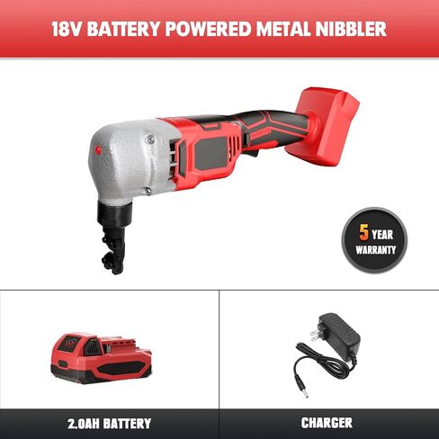Cordless Nibbler Compatible with Milwaukee 18V Battery, Includes 2.0Ah Battery & Charger, 18 Gauge Sheet Metal Cutter with 1200RPM Brushless Motor for Cutting Aluminium, Stainless Steel, Plastic in Saudi Arabia