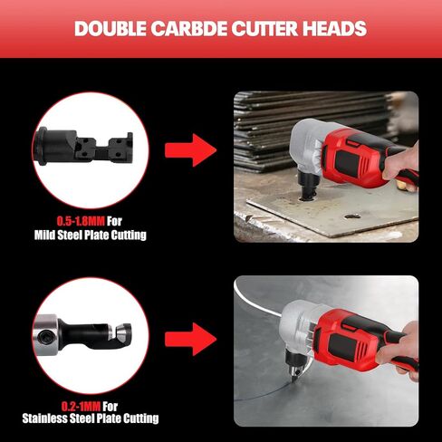 Cordless Nibbler Compatible with Milwaukee 18V Battery, Includes 2.0Ah Battery & Charger, 18 Gauge Sheet Metal Cutter with 1200RPM Brushless Motor for Cutting Aluminium, Stainless Steel, Plastic in Saudi Arabia