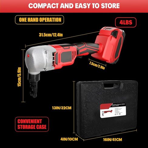 Cordless Nibbler Compatible with Milwaukee 18V Battery, Includes 2.0Ah Battery & Charger, 18 Gauge Sheet Metal Cutter with 1200RPM Brushless Motor for Cutting Aluminium, Stainless Steel, Plastic in Saudi Arabia
