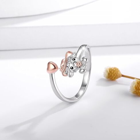 925 Sterling Silver Cow Cat Dragon Dinosaur Frog Horse Ring Adjustable Cute Cow Print Kitty Animal Lover Jewelry Gifts for Women Birthday in Kuwait