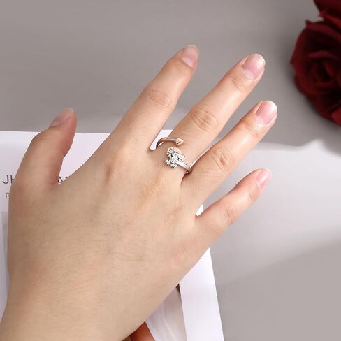 925 Sterling Silver Cow Cat Dragon Dinosaur Frog Horse Ring Adjustable Cute Cow Print Kitty Animal Lover Jewelry Gifts for Women Birthday in Kuwait