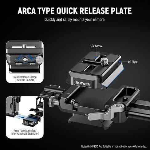NEEWER Foldable V Mount Battery Plate with Arca Type Quick Release Camera Baseplate, Lightweight DSLR Camera Video Rig Compatible with SmallRig V Mount Battery Cage DJI RS4 RS3 Gimbal, PS015 PRO in Saudi Arabia