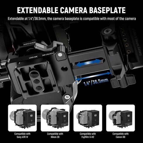 NEEWER Foldable V Mount Battery Plate with Arca Type Quick Release Camera Baseplate, Lightweight DSLR Camera Video Rig Compatible with SmallRig V Mount Battery Cage DJI RS4 RS3 Gimbal, PS015 PRO in Saudi Arabia