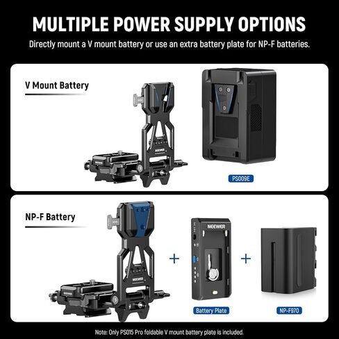 NEEWER Foldable V Mount Battery Plate with Arca Type Quick Release Camera Baseplate, Lightweight DSLR Camera Video Rig Compatible with SmallRig V Mount Battery Cage DJI RS4 RS3 Gimbal, PS015 PRO in Saudi Arabia