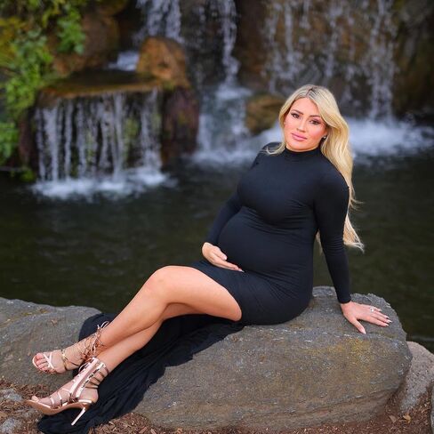 Dedysler Maternity Lounge Long Photoshoot Dress: Long Sleeve Sexy Turtle Neck Bodycon Maxi Casual Pregnancy Clothes in Saudi Arabia