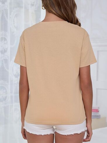 Ecavus Women's Zip Nursing Tops Short Sleeve Breastfeeding Shirts Comfortable Loose-Fit Mama Clothes in Kuwait