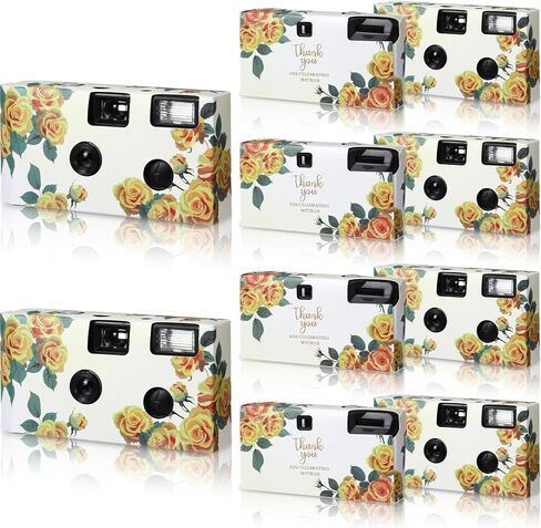 Kanayu 10 Pack Disposable Camera for Wedding Floral 35mm Single Use Film Camera with Flash One Time Use Camera for Anniversary Concert Travel Camp Party Supply Gift Honeymoon (Yellow Rose) in Saudi Arabia