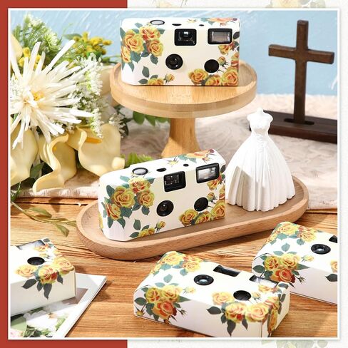 Kanayu 10 Pack Disposable Camera for Wedding Floral 35mm Single Use Film Camera with Flash One Time Use Camera for Anniversary Concert Travel Camp Party Supply Gift Honeymoon (Yellow Rose) in Saudi Arabia