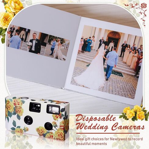 Kanayu 10 Pack Disposable Camera for Wedding Floral 35mm Single Use Film Camera with Flash One Time Use Camera for Anniversary Concert Travel Camp Party Supply Gift Honeymoon (Yellow Rose) in Saudi Arabia