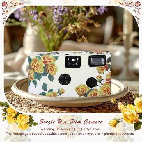 Kanayu 10 Pack Disposable Camera for Wedding Floral 35mm Single Use Film Camera with Flash One Time Use Camera for Anniversary Concert Travel Camp Party Supply Gift Honeymoon (Yellow Rose) in Saudi Arabia