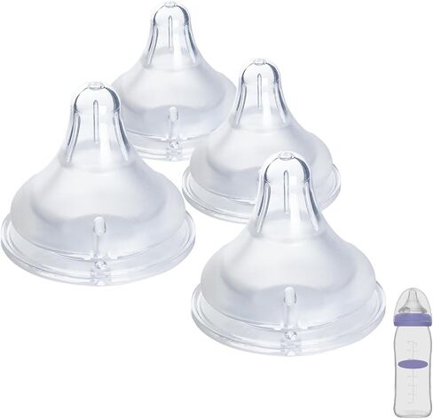4 Count Bottle Nipples Compatible with Lansinoh NaturalWave Bottle, Soft and Durable Silicone Bottle Nipples, BPA-Free Replacement Bottle Nipple L in Saudi Arabia