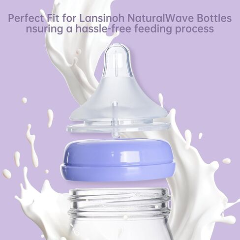 4 Count Bottle Nipples Compatible with Lansinoh NaturalWave Bottle, Soft and Durable Silicone Bottle Nipples, BPA-Free Replacement Bottle Nipple L in Saudi Arabia