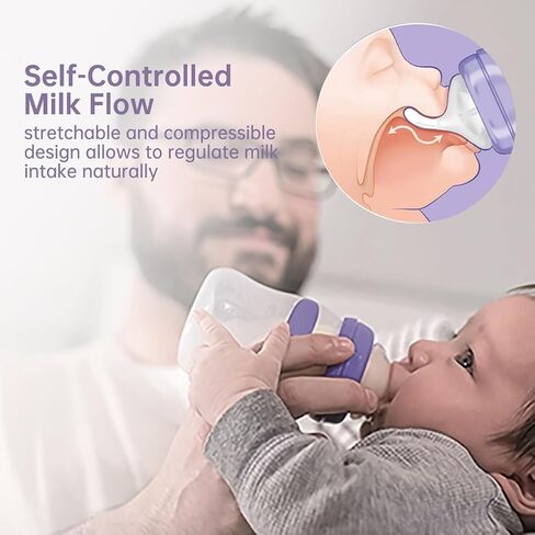 4 Count Bottle Nipples Compatible with Lansinoh NaturalWave Bottle, Soft and Durable Silicone Bottle Nipples, BPA-Free Replacement Bottle Nipple L in Saudi Arabia