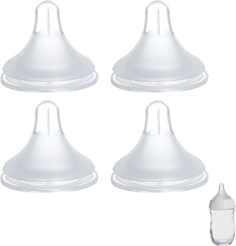 4-Pack Bottle Nipples Compatible with Gulicola Natural Glass Bottle, Soft Silicone Nipples (S, Slow Flow) in Saudi Arabia