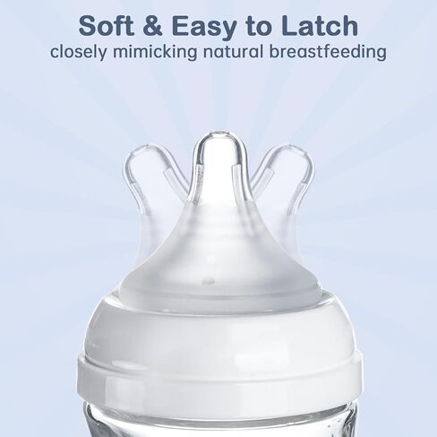 4-Pack Bottle Nipples Compatible with Gulicola Natural Glass Bottle, Soft Silicone Nipples (S, Slow Flow) in Saudi Arabia