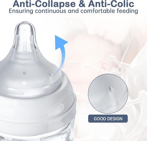 4-Pack Bottle Nipples Compatible with Gulicola Natural Glass Bottle, Soft Silicone Nipples (S, Slow Flow) in Saudi Arabia