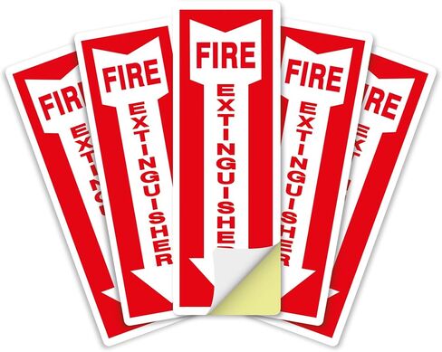 OLANZU Pack of 50 Fire Extinguisher Stickers 4"x 12"- 5 Mil Vinyl - Fire Extinguisher Signs with Arrow- Durable Self Adhesive, Weatherproof and UV Protected-Ideal for Office, Home and Outdoor places in Kuwait