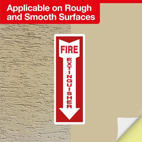 OLANZU Pack of 50 Fire Extinguisher Stickers 4"x 12"- 5 Mil Vinyl - Fire Extinguisher Signs with Arrow- Durable Self Adhesive, Weatherproof and UV Protected-Ideal for Office, Home and Outdoor places in Kuwait