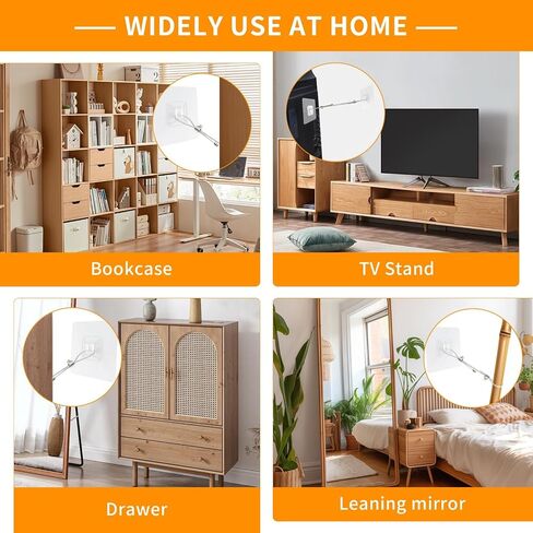 Adjustable 42" TV Safety Straps (2 Pack+4 Spare Adhesive Pad),No-Drill Adhesive Anti-Tip Furniture Anchors Kit for Baby Proofing,Secure Flat Screens Fix to Wall,Cabinet,Dresser,Stand Or Desk in Kuwait
