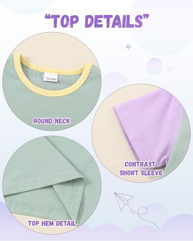 Toddler Baby Girl Clothes Summer Outfits Contrast Short Sleeve T-Shirts Tops Shorts 2Pcs Girls Clothing Sets 1-5T in Saudi Arabia
