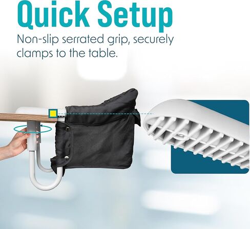 Portable Hook on High Chair for Baby & Toddler from 6-36 Months – Clip on Baby Seat for Table – Fast Table Chair for Travel & Dining– Including Storage Bag - Black in Kuwait