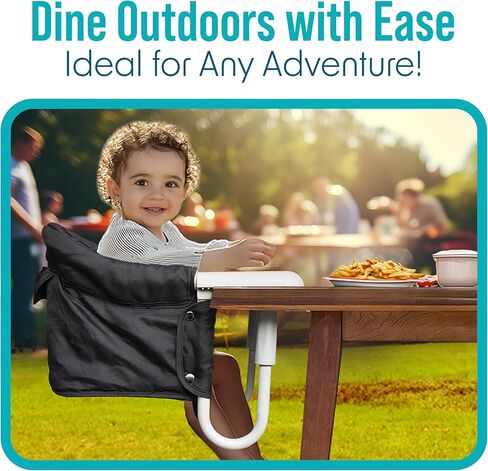 Portable Hook on High Chair for Baby & Toddler from 6-36 Months – Clip on Baby Seat for Table – Fast Table Chair for Travel & Dining– Including Storage Bag - Black in Kuwait