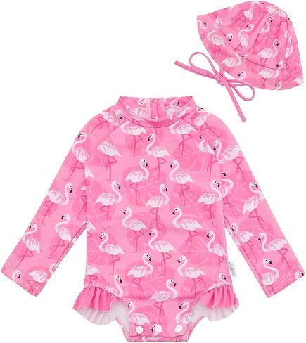 babygoal Baby Girls Long Sleeve One Piece Rash Guard Swimsuit with Zipper, UPF 50+ Sun Protection in Saudi Arabia