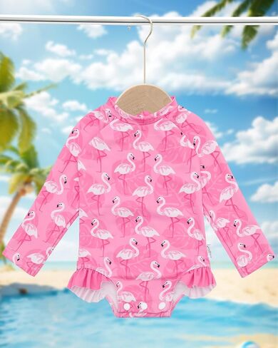 babygoal Baby Girls Long Sleeve One Piece Rash Guard Swimsuit with Zipper, UPF 50+ Sun Protection in Saudi Arabia