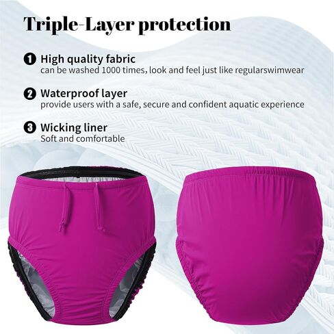 3T to Youth Reusable Swim Diaper Washable Incontinence Underwear for Special Needs Kids Waterproof Covers（Pink，10-12） in Saudi Arabia