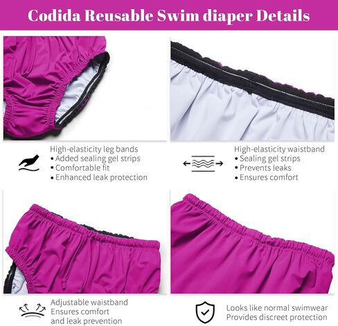 3T to Youth Reusable Swim Diaper Washable Incontinence Underwear for Special Needs Kids Waterproof Covers（Pink，10-12） in Saudi Arabia