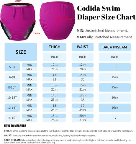 3T to Youth Reusable Swim Diaper Washable Incontinence Underwear for Special Needs Kids Waterproof Covers（Pink，10-12） in Saudi Arabia