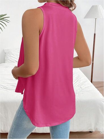 MakeMeChic Women's Maternity Tank Tops Crew Neck Sleeveless Split Hem Pregnancy Top in Kuwait